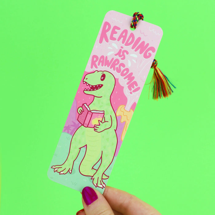 Reading Is Rawrsome Bookmark with Tassel