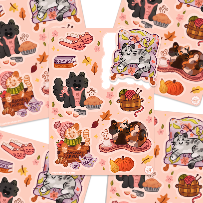 Cozy Cats Vinyl Sticker Sheet