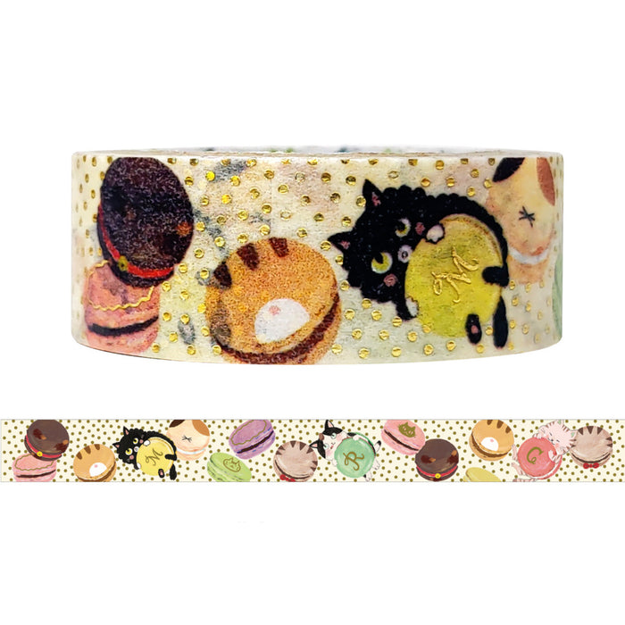 Shinzi Katoh Foil Washi Tape - Cat & Macaron