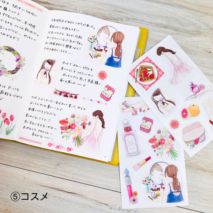 Large Deco Washi Sticker Set - Cosmetics (Pink)