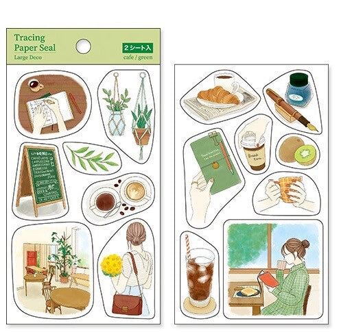 Large Deco Washi Sticker Set - Cafe (Green)