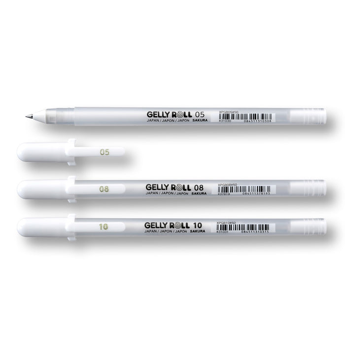 Gelly Roll Classic Point Pens 3/Pkg White - Fine, Med, Bold